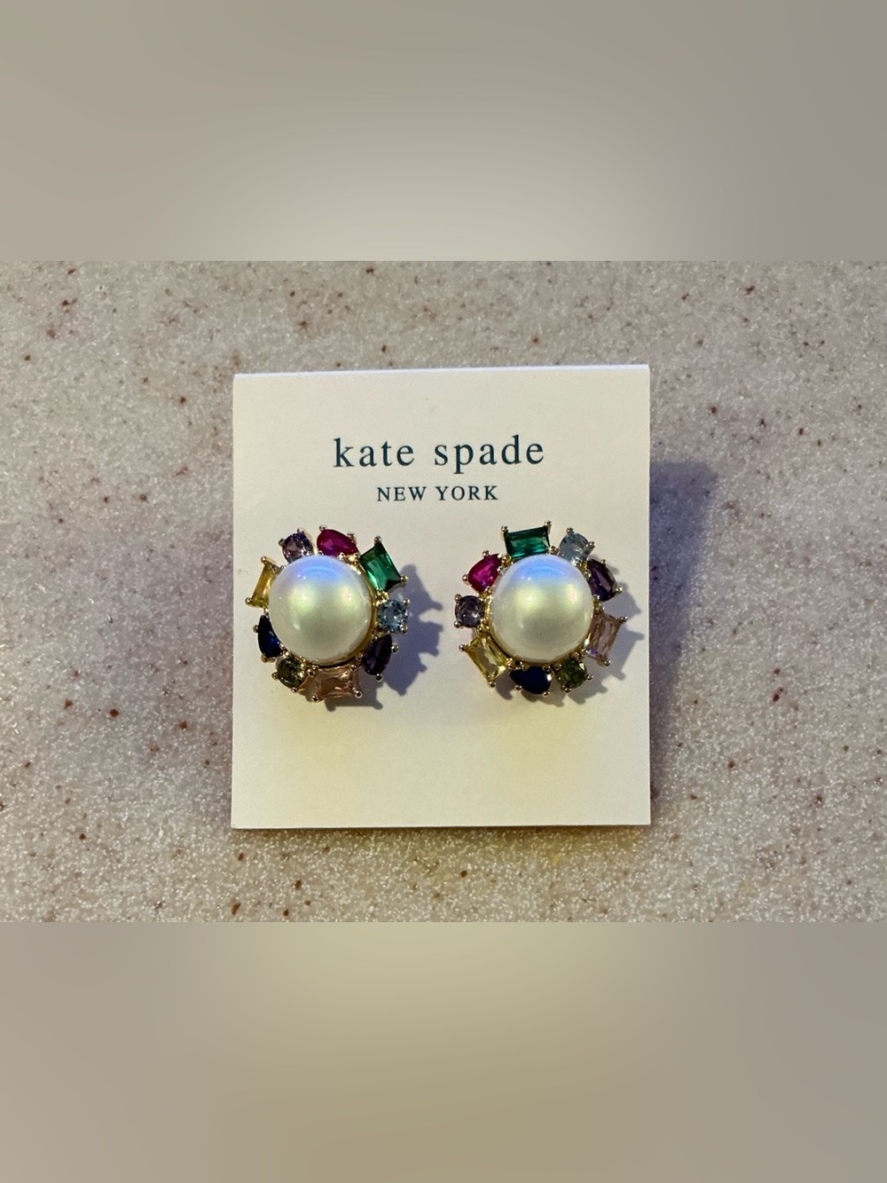 kate spade faux pearl rhinestone earrings